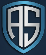 American Safe company logo featuring intertwined 'A' and 'S' letters in silver, enclosed within a blue shield shape on a dark background.